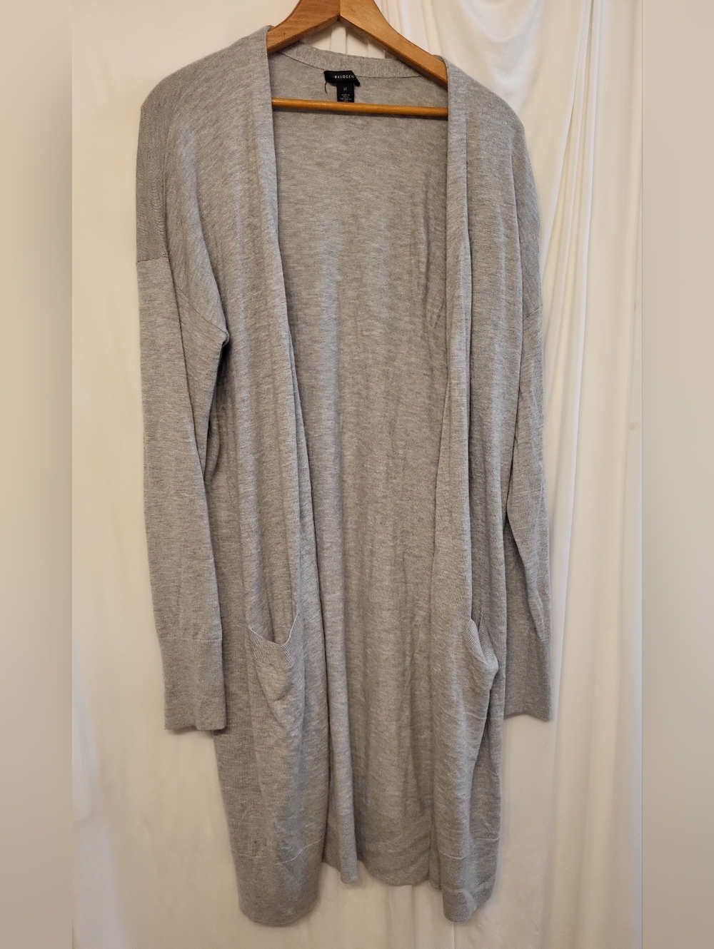 Halogen Light Gray Knit Open Cardigan